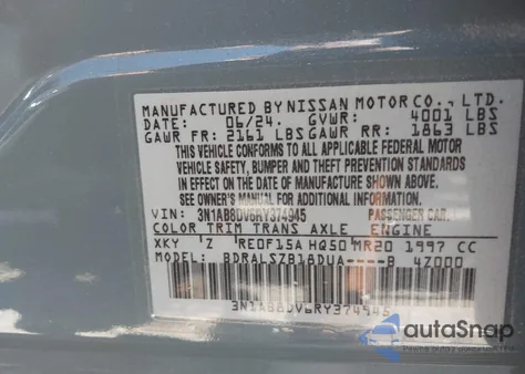 2024 Nissan Sentra Sr Xtronic Cvt from USA, damaged, VIN 3N1AB8DV6RY374945